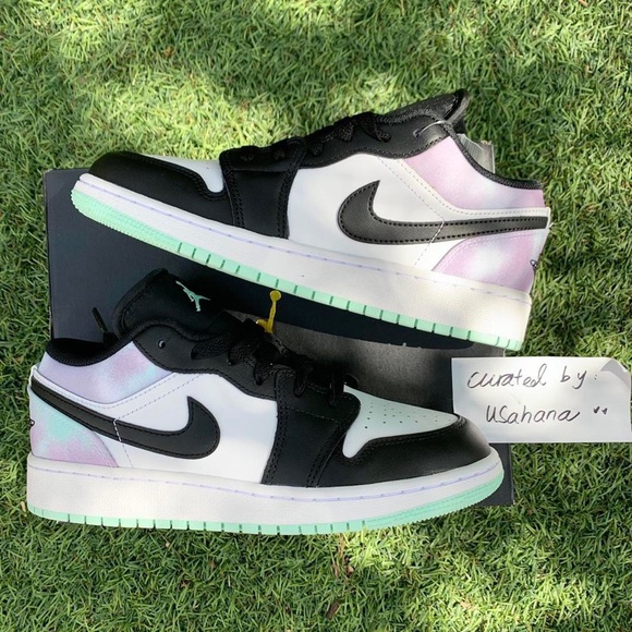 Nike Air Jordan 1 retro low white black mint shoes (big kids) - Picture 3 of 4